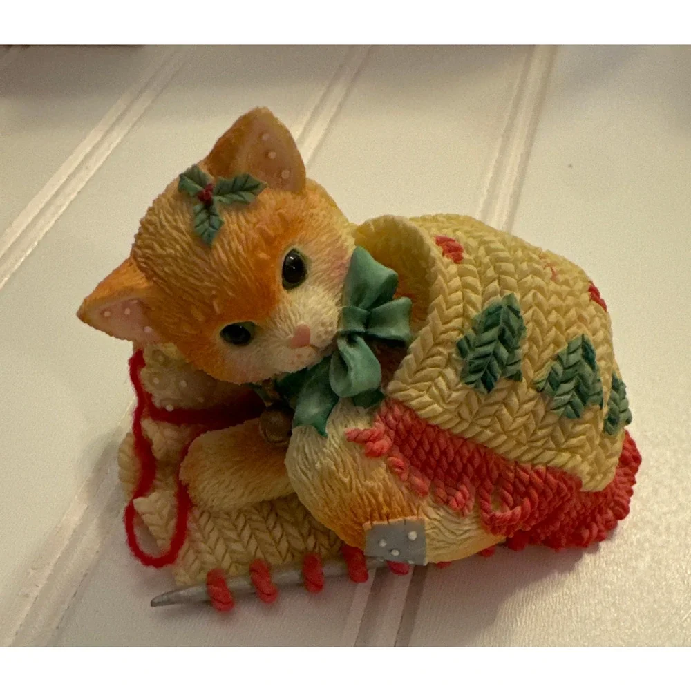 VTG 1997 Priscilla Hillman Enesco Christmas Calico Kittens Lot of 4 in Boxes COA